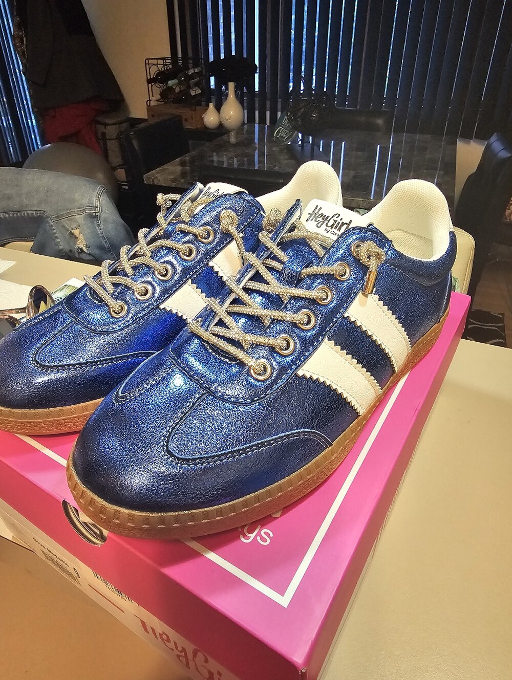 Women's Corky's Metallic Blue Sneakers - Picture 2 of 7